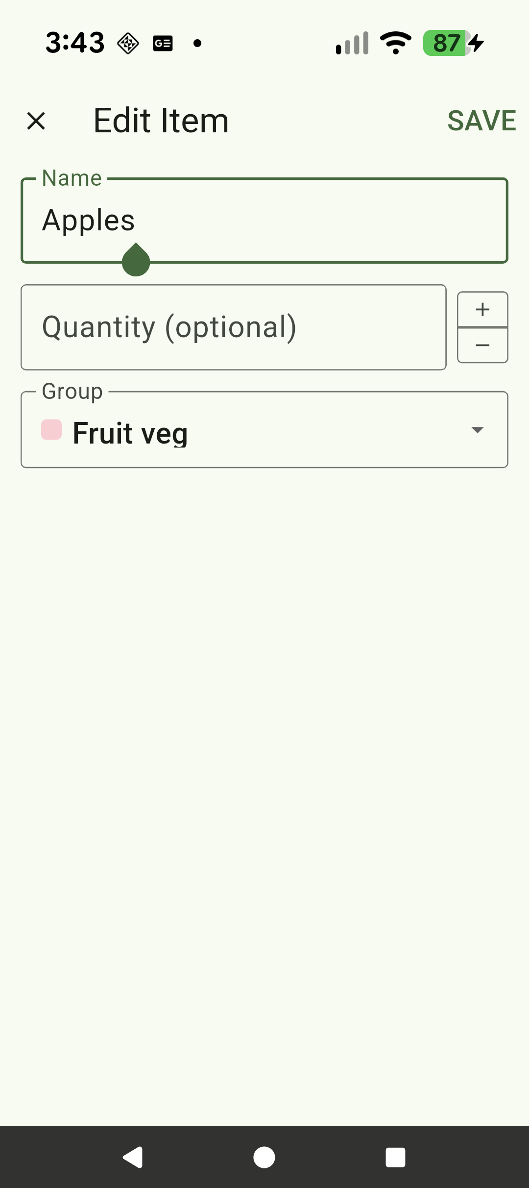 Editing an item inline in the list