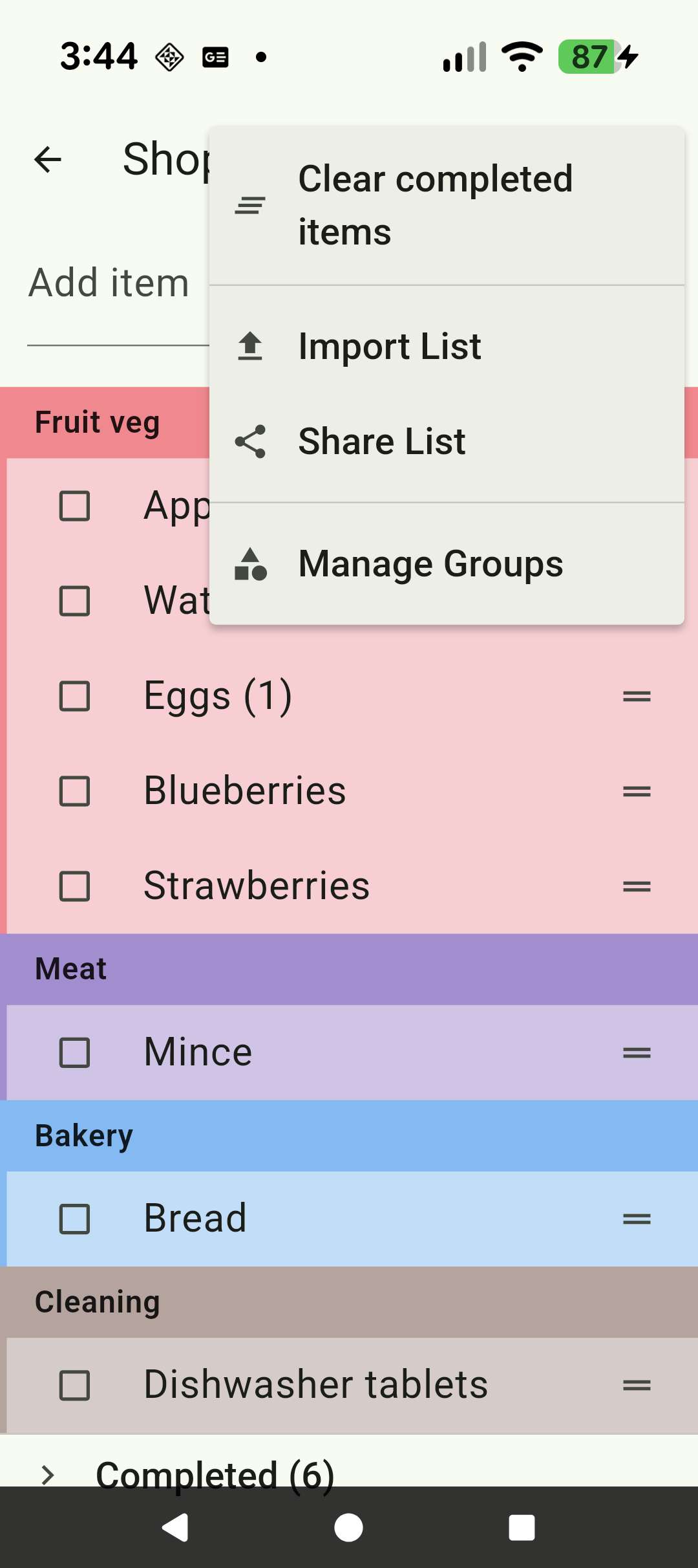 Sharing a list with the Android share sheet